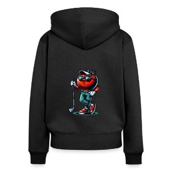 Drôle de tomate de golf avec des lunettes de soleil cool et - Sweat à capuche zippé Premium bio Femme - noir - Dos - Julia (174cm)