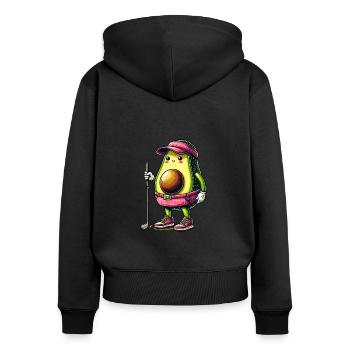 Drôle d’avocat de golf prêt pour élégant - Sweat à capuche zippé Premium bio Femme - noir - Dos - Julia (174cm)