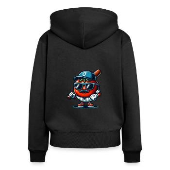 Casquette de baseball tomate drôle avec lunettes de soleil - Sweat à capuche zippé Premium bio Femme - noir - Dos - Julia (174cm)