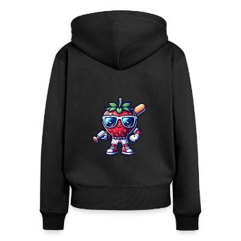 Joueur de baseball fraise sports drôle - Sweat à capuche zippé Premium bio Femme - noir - Dos - Julia (174cm)