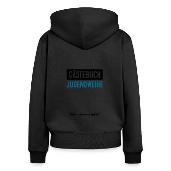 Gästebuch Jugendweihe - Frauen Premium Bio Zip Hoodie - Schwarz - Hinten - Julia (174cm)