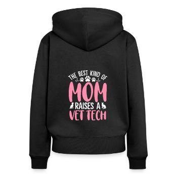 Tierarzt Tech Mama Lustig Tierarzt Haustierpflege Mama - Frauen Premium Bio Zip Hoodie - Schwarz - Hinten - Julia (174cm)