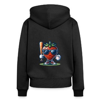 Strawberry Baseball Fun with a Cool Twist - Women's Premium Organic Zip Hoodie - black - Back - Julia (174cm)