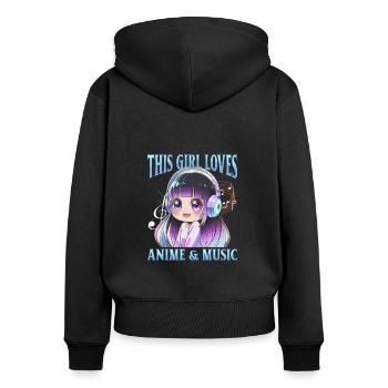 Anime & Music Kawaii - Women's Premium Organic Zip Hoodie - black - Back - Julia (174cm)
