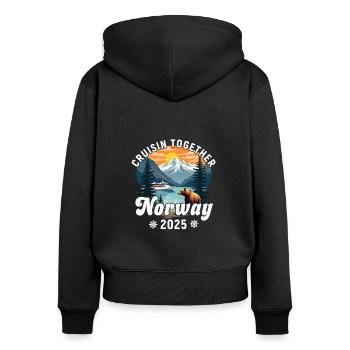Kreuzfahrt Norwegen 2025 - Frauen Premium Bio Zip Hoodie - Schwarz - Hinten - Julia (174cm)