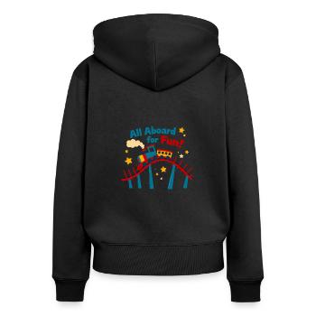 First Train Ride Railway Adventure Scenic Travel - Women's Premium Organic Zip Hoodie - black - Back - Julia (174cm)