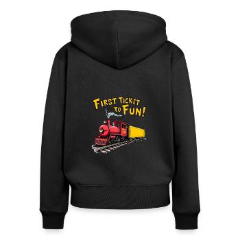 First Train Ride Railway Adventure Scenic Travel - Women's Premium Organic Zip Hoodie - black - Back - Julia (174cm)