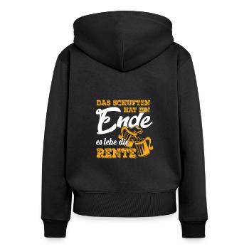 Das schuften hat ein Ende es lebe der Ruhestand - Frauen Premium Bio Zip Hoodie - Schwarz - Hinten - Julia (174cm)
