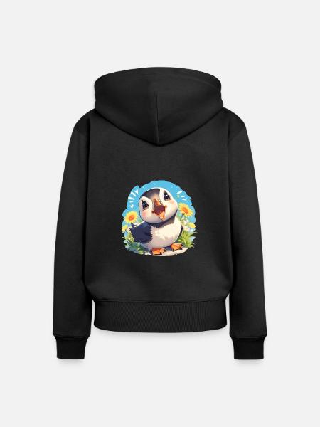 Papageientaucher - Frauen Premium Bio Zip Hoodie - Schwarz