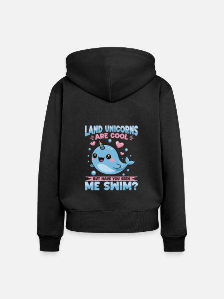 Narwhal Chibi Kawaii - Frauen Premium Bio Zip Hoodie - Schwarz