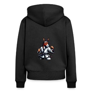 Lustiges Karate Esel Motiv Für Kampfsportliebhaber - Frauen Premium Bio Zip Hoodie - Schwarz - Hinten - Julia (174cm)