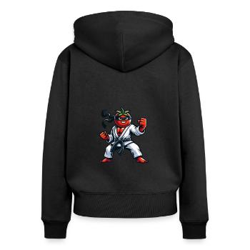 Funny Karate Tomato With Fun For Everyone - Women's Premium Organic Zip Hoodie - black - Back - Julia (174cm)