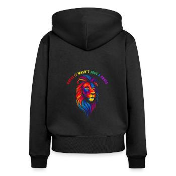 Lion LGBTQ CSD LGBT Gay Pride Rainbow Flag - Women's Premium Organic Zip Hoodie - black - Back - Julia (174cm)