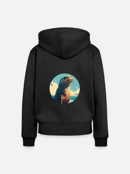 Seelöwen Seelöwe - Frauen Premium Bio Zip Hoodie - Schwarz