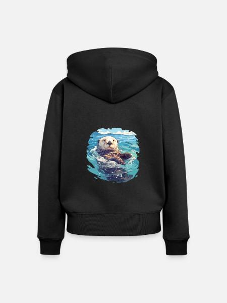 Seeotter - Frauen Premium Bio Zip Hoodie - Schwarz