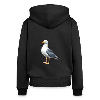Möwen Möwe - Frauen Premium Bio Zip Hoodie - Schwarz - Hinten - Julia (174cm)