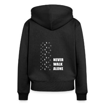 "Never Walk Alone" dog horse and human - Women's Premium Organic Zip Hoodie - black - Back - Julia (174cm)