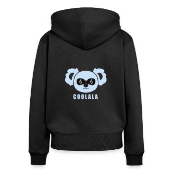 Coolala - cooler Koala - süßer Koalabär - Frauen Premium Bio Zip Hoodie - Schwarz - Hinten - Julia (174cm)