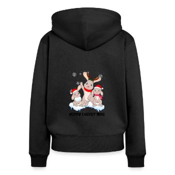 Hoppy Christmas Merry Christmas Bunnies - Women's Premium Organic Zip Hoodie - black - Back - Julia (174cm)