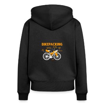 Bikepacking - Lustige Fahrrad Tour Anatomie - Frauen Premium Bio Zip Hoodie - Schwarz - Hinten - Julia (174cm)