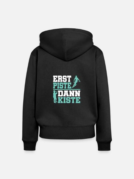 Erst Piste dann Kiste - Frauen Premium Bio Zip Hoodie - Schwarz