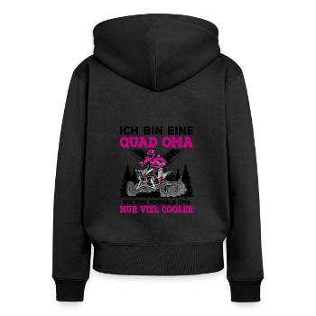 Quad - Frauen Premium Bio Zip Hoodie - Schwarz - Hinten - Julia (174cm)