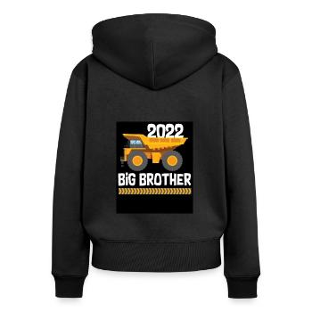 2022 Grand frère chargeuse sur pneus - Sweat à capuche zippé Premium bio Femme - noir - Dos - Julia (174cm)