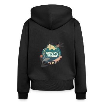oskar dino pillow petrol - Women's Premium Organic Zip Hoodie - black - Back - Julia (174cm)