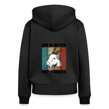 Chèvre - Sweat à capuche zippé Premium bio Femme - noir - Dos - Julia (174cm)