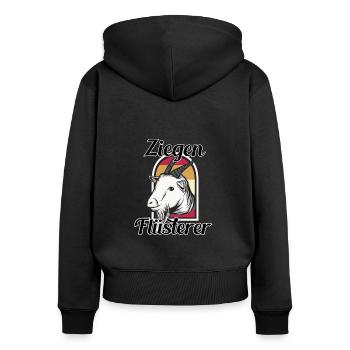 Ziege - Frauen Premium Bio Zip Hoodie - Schwarz - Hinten - Julia (174cm)