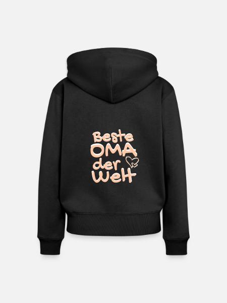 Beste Oma - Frauen Premium Bio Zip Hoodie - Schwarz