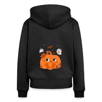 Halloween pour les femmes enceintes avec une énorme citrouille mignonne - Sweat à capuche zippé Premium bio Femme - noir - Dos - Julia (174cm)