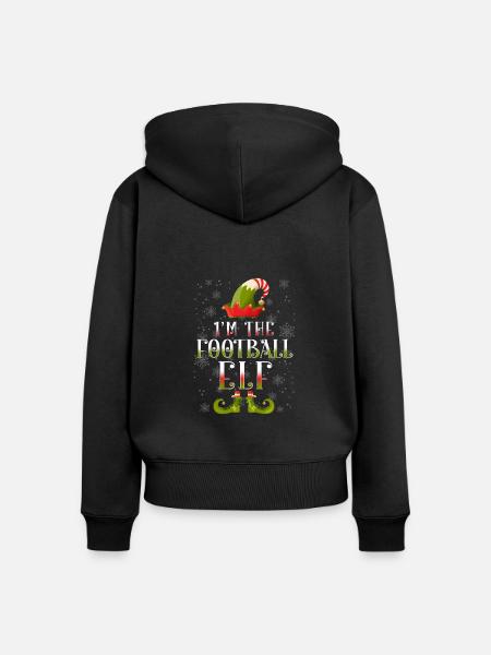 Football Elfen Weihnachten - Frauen Premium Bio Zip Hoodie - Schwarz