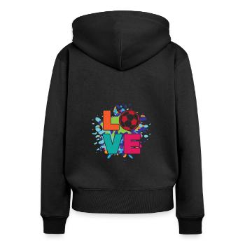 Football - Sweat à capuche zippé Premium bio Femme - noir - Dos - Julia (174cm)