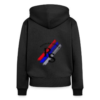 rs srpska - Frauen Premium Bio Zip Hoodie - Schwarz - Hinten - Julia (174cm)