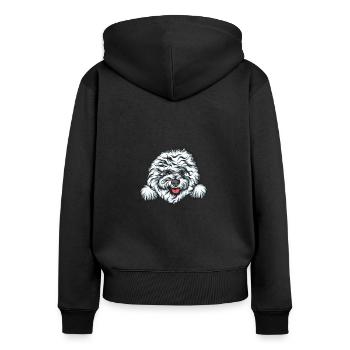 Bichon Frise - Sweat à capuche zippé Premium bio Femme - noir - Dos - Julia (174cm)
