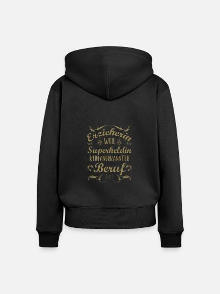 Erzieherin weil Superheldin - Frauen Premium Bio Zip Hoodie - Schwarz
