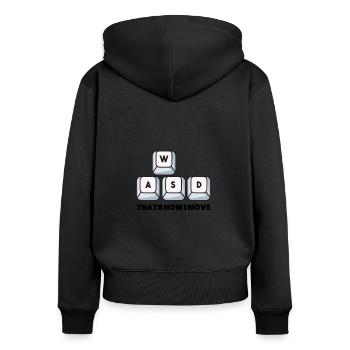 Gaming - Frauen Premium Bio Zip Hoodie - Schwarz - Hinten - Julia (174cm)