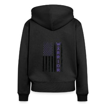 Amerikanische Flagge Krieger - Crohns-Krankheit - Frauen Premium Bio Zip Hoodie - Schwarz - Hinten - Julia (174cm)