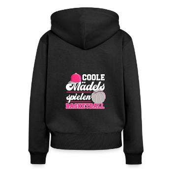 Basketball Basketballteam Basketballmannschaft - Frauen Premium Bio Zip Hoodie - Schwarz - Hinten - Julia (174cm)