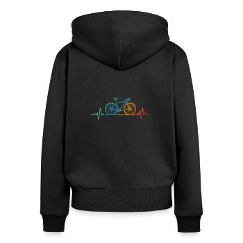 Gravel Bike Vintage Fahrrad Fans Geschenk Jugend F - Frauen Premium Bio Zip Hoodie - Schwarz - Hinten - Julia (174cm)
