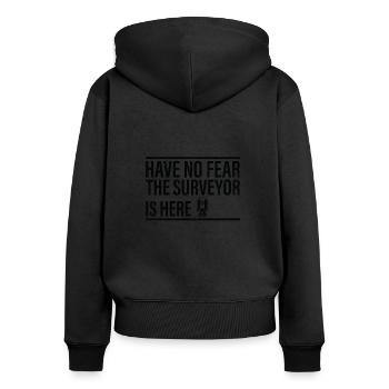 Keine Angst, Der Vermesser Ist Hier - Frauen Premium Bio Zip Hoodie - Schwarz - Hinten - Julia (174cm)