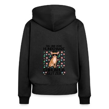 Das sind keine Hundehaare Chihuahua Glitzer - Frauen Premium Bio Zip Hoodie - Schwarz - Hinten - Julia (174cm)