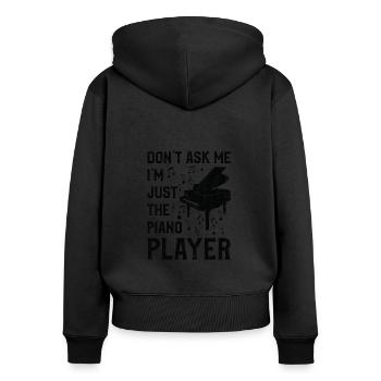 Ne me demandez pas, je ne suis que le pianiste - Sweat à capuche zippé Premium bio Femme - noir - Dos - Julia (174cm)