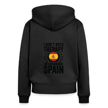 Ich Brauche Keine Therapie, Einfach Nur Spanien - Frauen Premium Bio Zip Hoodie - Schwarz - Hinten - Julia (174cm)