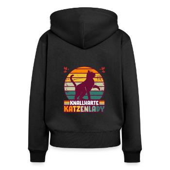 Katzenmama Katze Katzenliebhaber Knallharte Katzen - Frauen Premium Bio Zip Hoodie - Schwarz - Hinten - Julia (174cm)