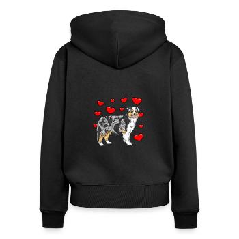 Berger australien - Sweat à capuche zippé Premium bio Femme - noir - Dos - Julia (174cm)