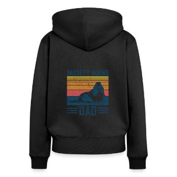 Hund Dad - Basset Hound Vater - Frauen Premium Bio Zip Hoodie - Schwarz - Hinten - Julia (174cm)