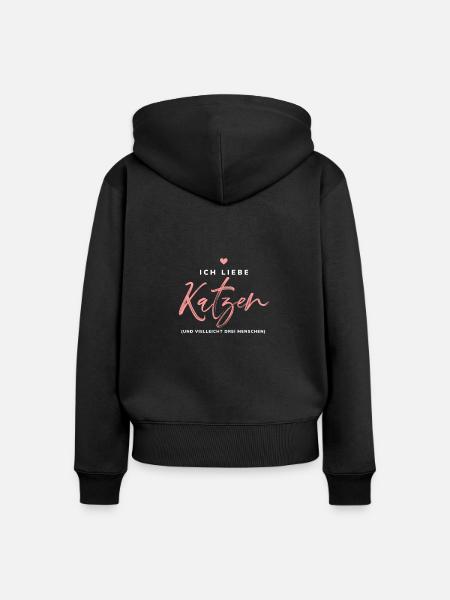 Katzen Ich liebe Katzen - Frauen Premium Bio Zip Hoodie - Schwarz