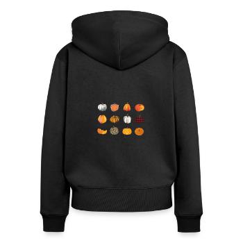 Citrouilles d’automne - Citrouille d’automne de Thanksgiving - Sweat à capuche zippé Premium bio Femme - noir - Dos - Julia (174cm)